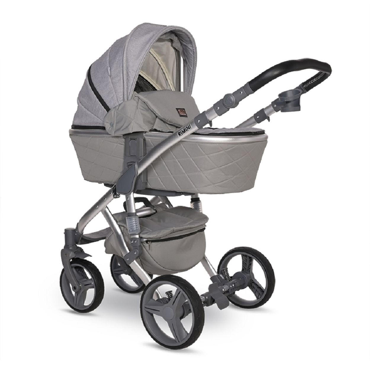 KOMBIKINDERWAGEN Rimini Premium hellgrau Sportsitz Tragewanne Moskitonetz verstellbar - Grau, Metall (112/60/117cm) - Lorelli