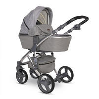 KOMBIKINDERWAGEN Rimini Premium hellgrau Sportsitz Tragewanne Moskitonetz verstellbar - Grau, Metall (112/60/117cm) - Lorelli