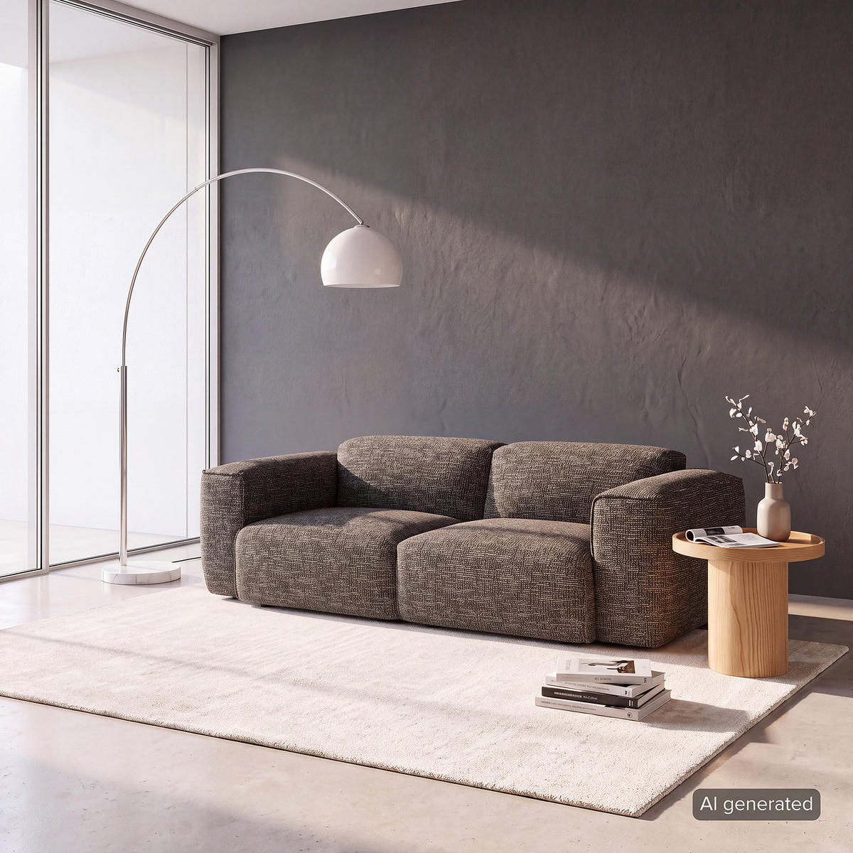 2-SITZER SOFA - Schwarz/Grau, Kunststoff/Textil (220/71/102cm) - home24