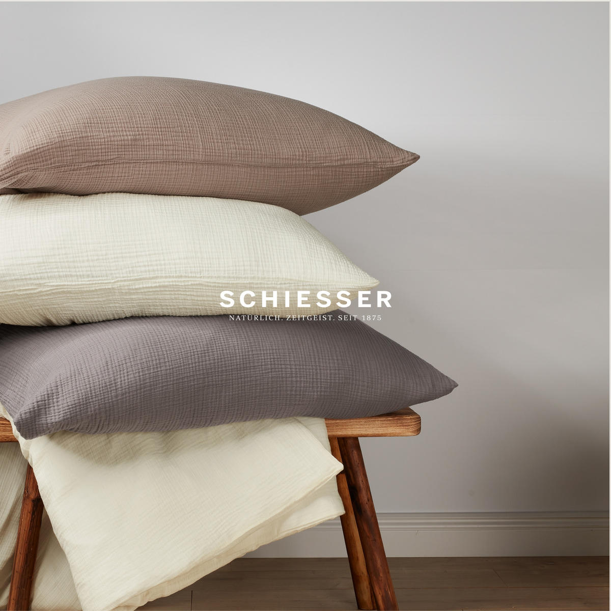BETTWÄSCHESET Molly - Musselin - 2-teilig - 135 x 200 cm - Offwhite - Weiß, Textil (135/200cm) - SCHIESSER