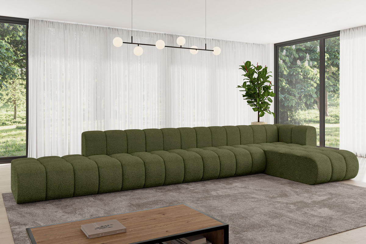 ECKSOFA modulares Sofa Zuvon-L3 - 478x177x70 cm Grün - Grün, Holzwerkstoff/Textil (478/177cm) - ALTDECOR