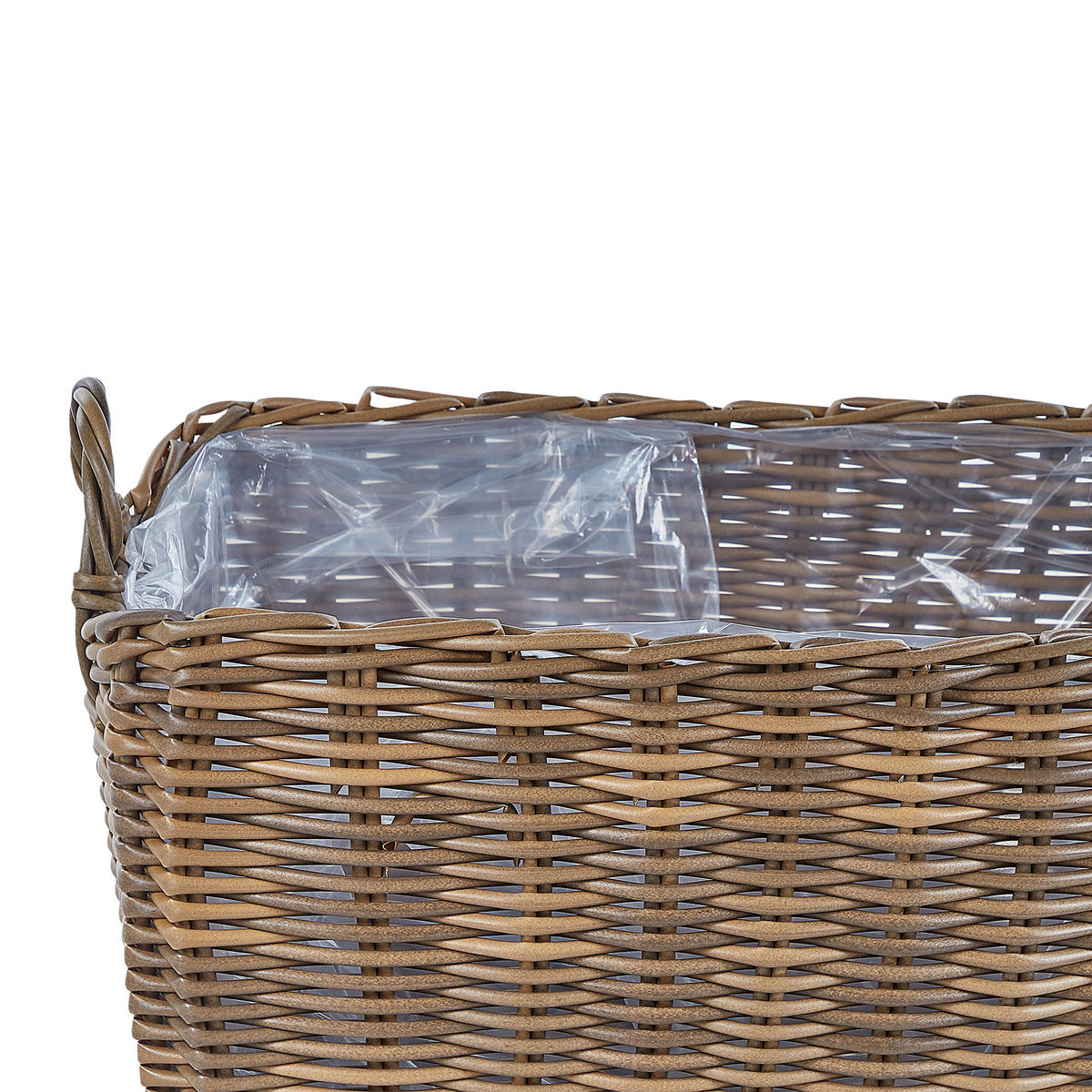 BLUMENKORB 2er-Set Rattan braun 59-50/53-44 cm Ormos - Braun, Kunststoff (44cm) - Beliani