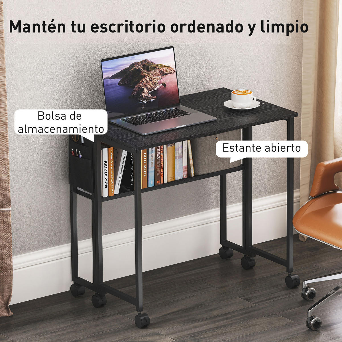 BÜROTISCH Schwarz 1 Stück - Schwarz, Holzwerkstoff (50/80/75cm) - GiPP