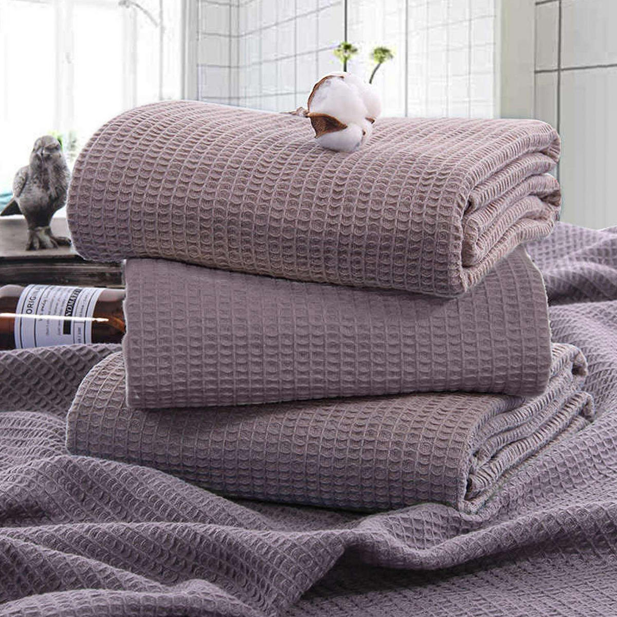 SOMMERDECKE aus Baumwolle 214 / 150 cm (Grau) - Grau, Textil (150/214cm)