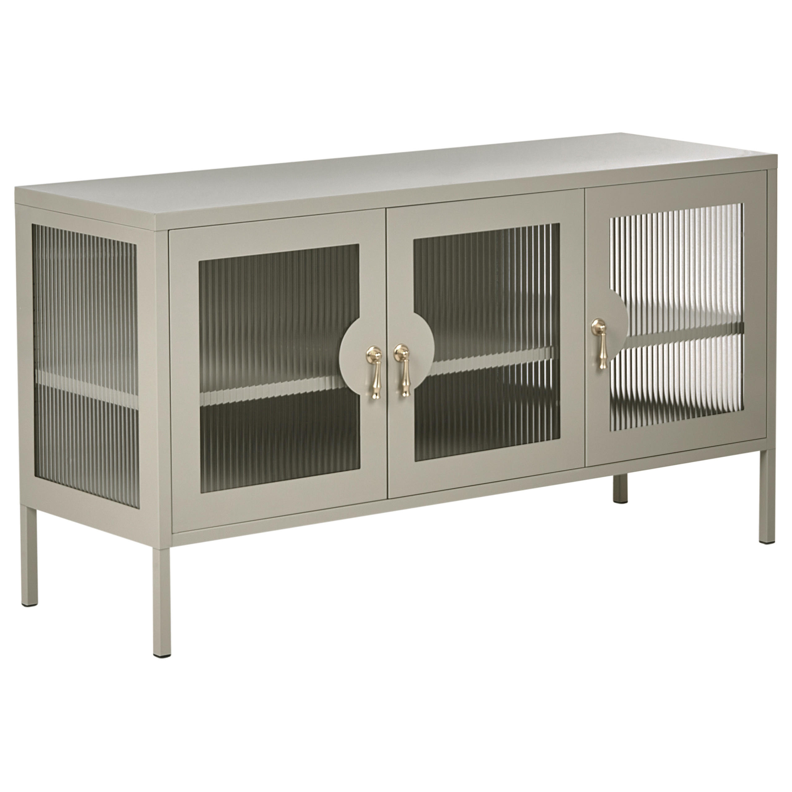SIDEBOARD mit 3 Türen Metall Hellbeige Gleora - Beige, Metall (120/65/40cm) - Beliani