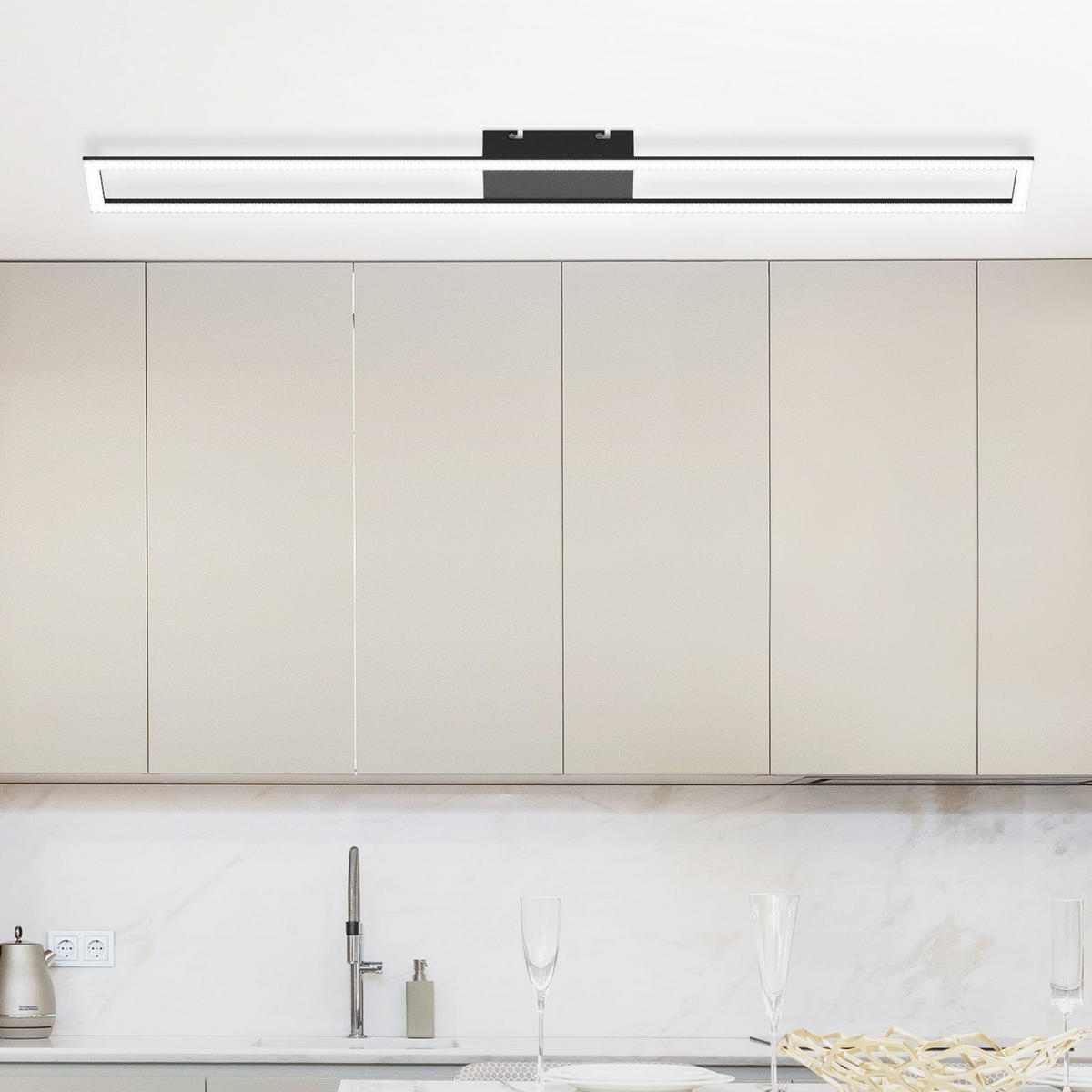 LED-DECKENLEUCHTE Helga 108/11/5 cm - Schwarz, Metall (108/11/5cm) - Nettlife