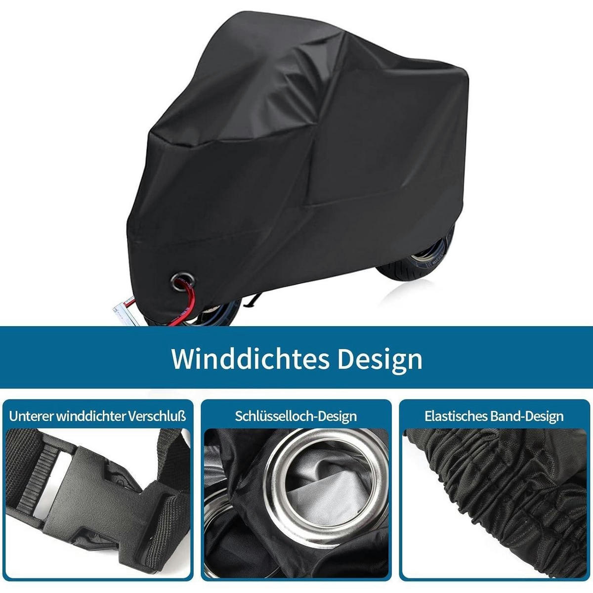 FAHRRADABDECKUNG Wasserdicht 200 x 70 x 110 cm Schwarz - Schwarz, Textil (70/110/200cm)