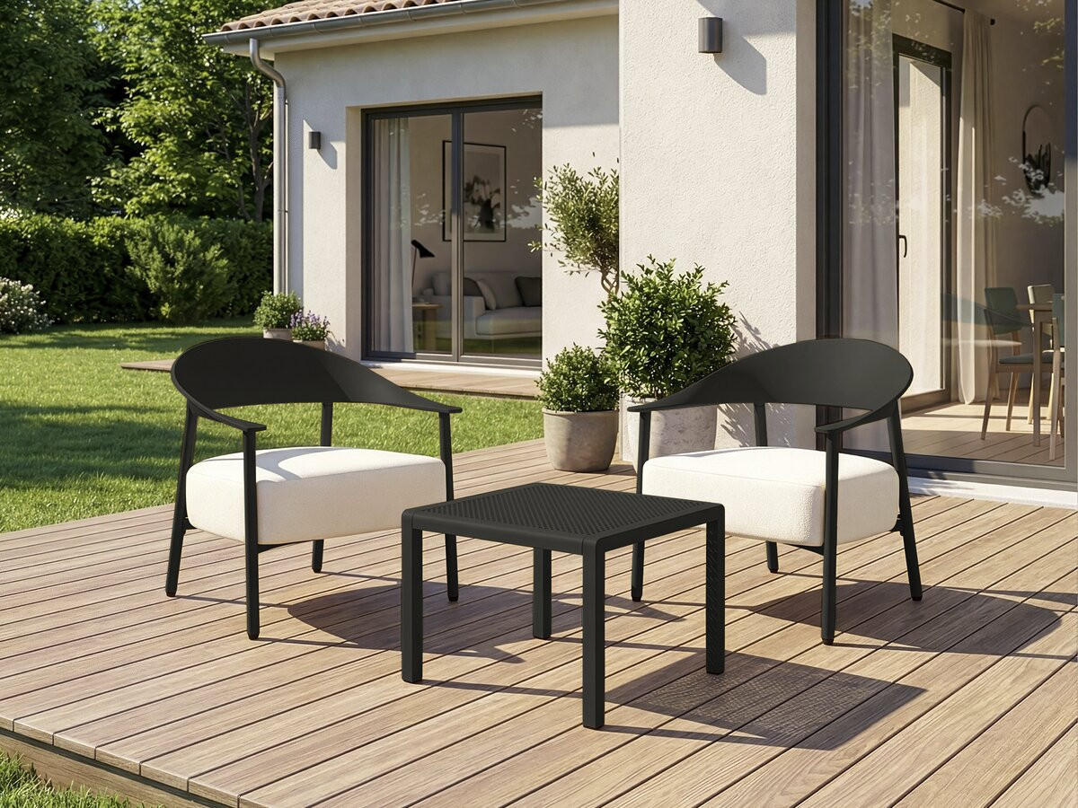 LOUNGEGARNITUR Céora 2-Sitzer Schwarz - Schwarz, Metall - Habitat Garten