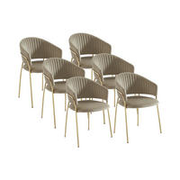 STUHL 6er-Set - Samt & Metall goldfarben - Beige - MADOLIA - Beige, Textil (55/81/55cm) - Pascal Morabito