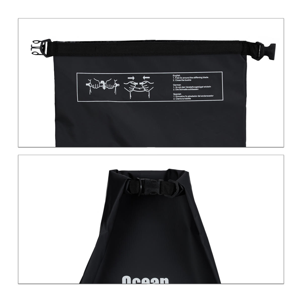 OCEAN Pack - Schwarz, Kunststoff (38/72/0.5cm) - Relaxdays