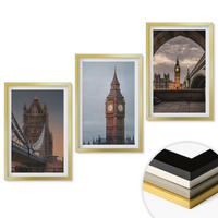 WANDBILDER 3er Set - 40x60 cm Goldrahmen - London Bridge Big Ben Uhr - Goldfarben, Kunststoff (40/60cm) - ArtPrintCave