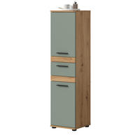 MIDISCHRANK Salbei, Artisan Eiche 35 x 137 cm, Badschrank in modernem Design - Salbeigrün/Schwarz, Holzwerkstoff/Kunststoff (35/137/31cm) - Inn.Furn