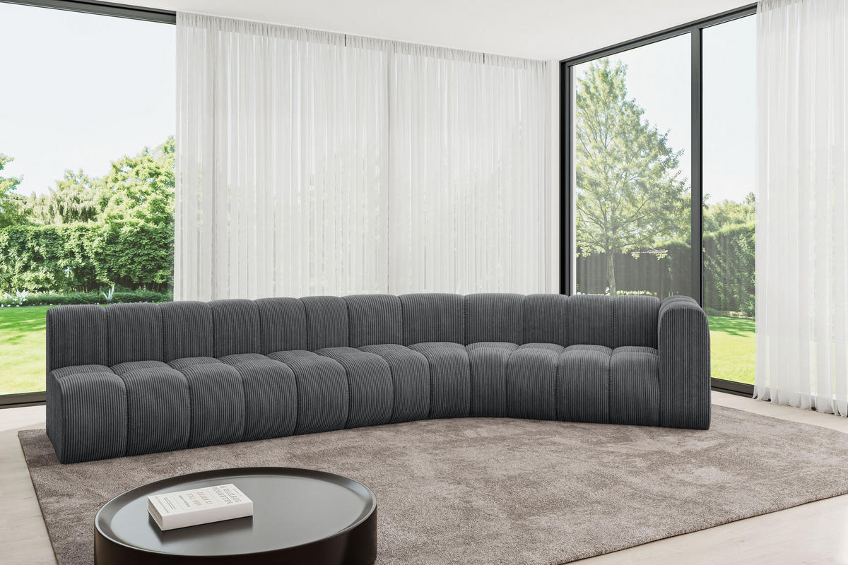 ECKSOFA modulares Sofa Karex-L2 - 399x194x70 cm Dunkelgrau - Dunkelgrau, Holzwerkstoff/Textil (399/194cm) - ALTDECOR