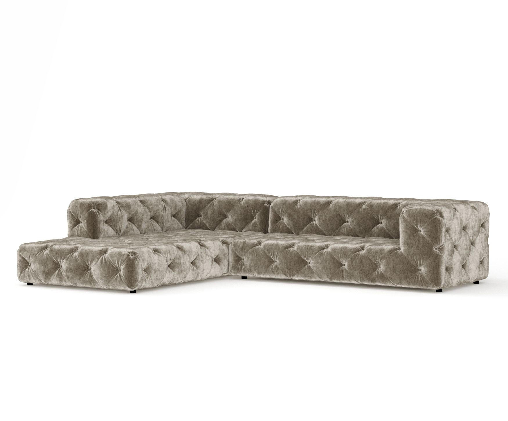 ECKSOFA Cosimo Beige Chenille - Beige/Schwarz, Holz/Holzwerkstoff (325/228cm) - Maison de Reve