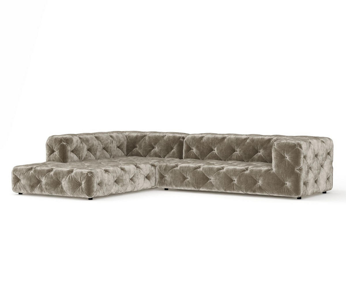 ECKSOFA Cosimo Beige Chenille - Beige/Schwarz, Holz/Holzwerkstoff (325/228cm) - Maison de Reve