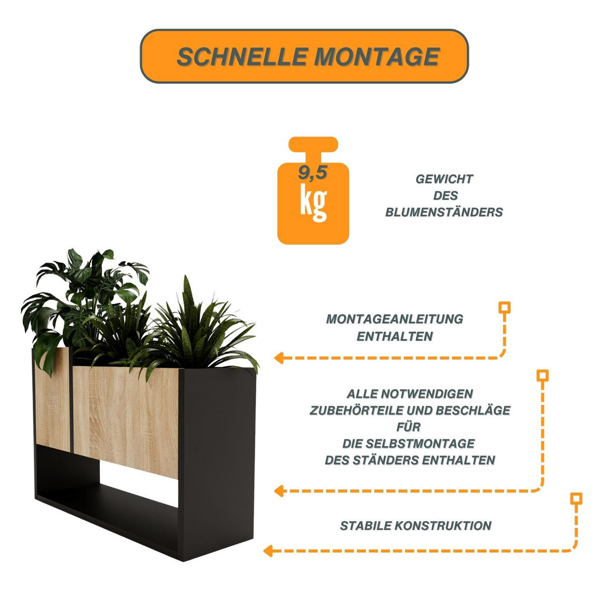 BLUMENKASTEN - Sonoma Eiche, Holzwerkstoff (23/45/65cm) - RAUMHIRSCH FURNITURE