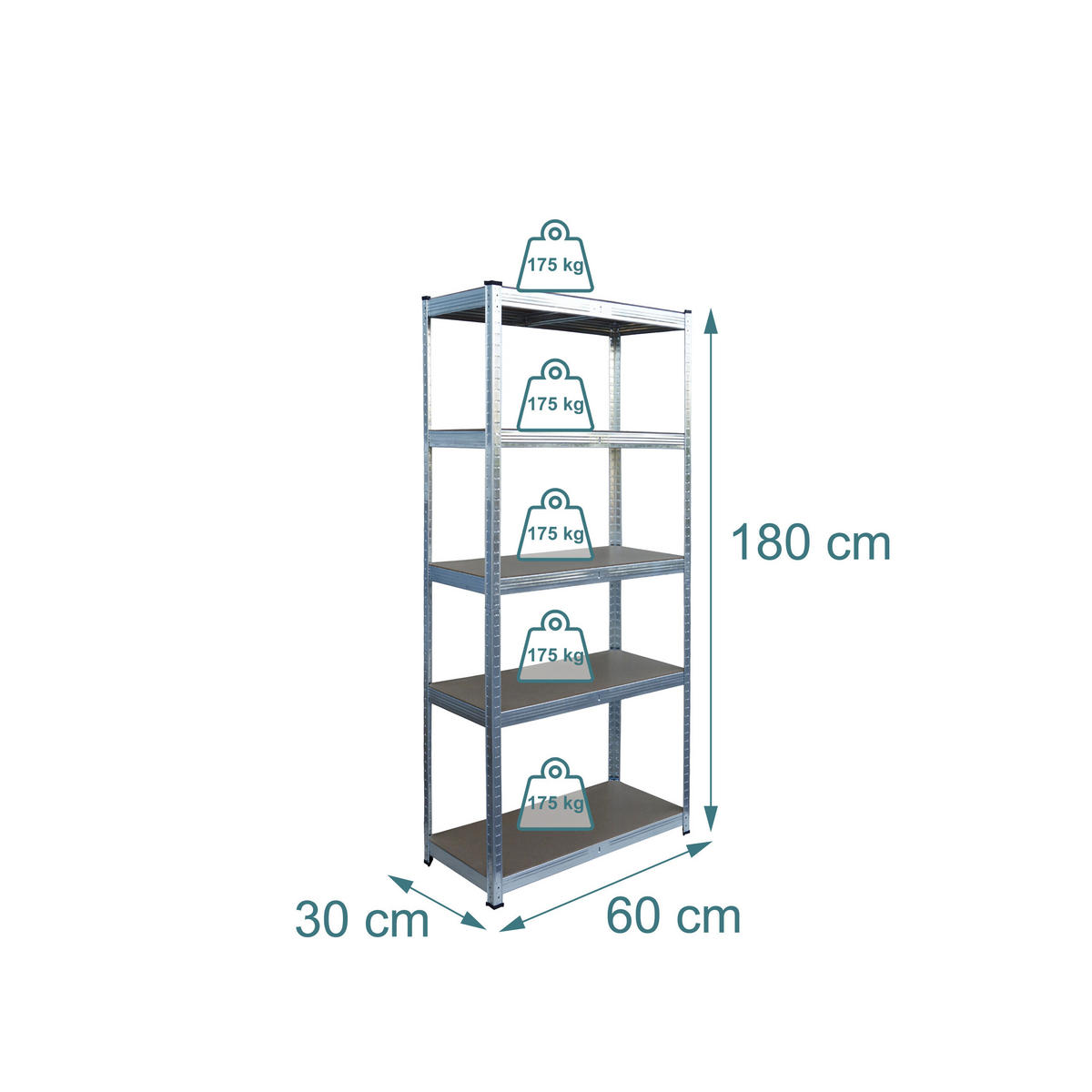 SCHWERLASTREGAL - Multicolor, Holzwerkstoff/Kunststoff (60/180/30cm) - Relaxdays