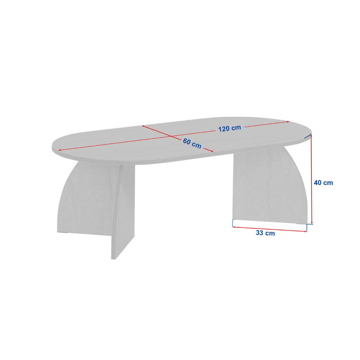 COUCHTISCH mit ovaler Tischplatte und geschwungenen Beinen 120/60/40 cm - Eichefarben, Holzwerkstoff (6.8/60/40cm) - Calicosy