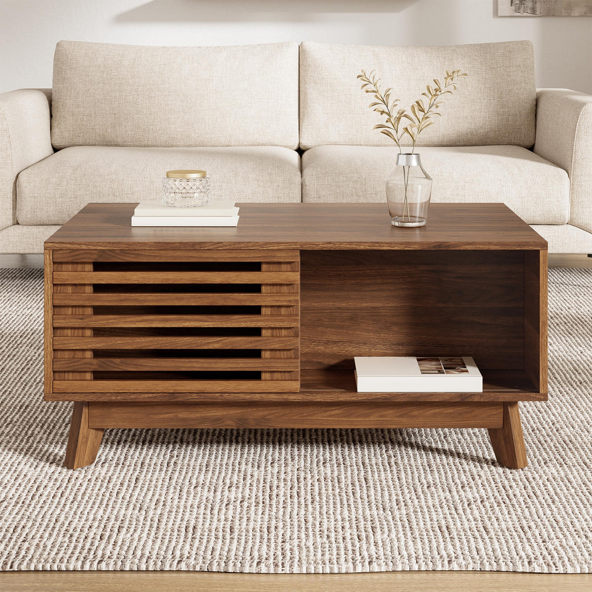 COUCHTISCH höhenverstellbar walnuss - Walnussfarben, Holzwerkstoff (55/90/57.5cm)
