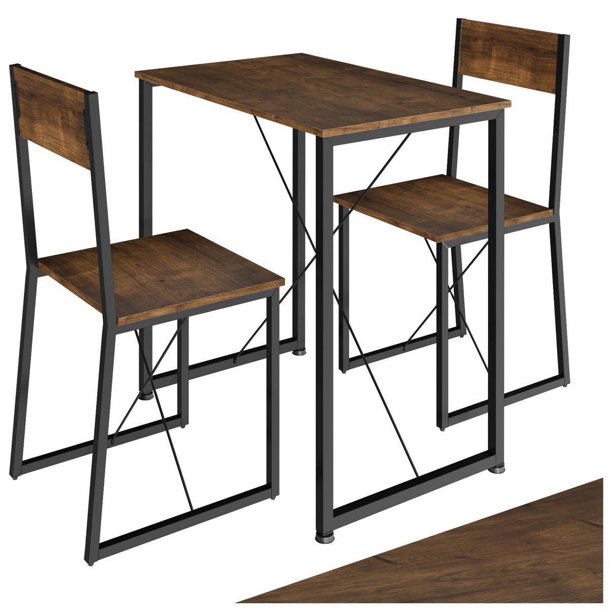 SITZGRUPPE Margate,mit höhenverstellbaren Kunststofffüßen,Industrial Holz dunkel, rustikal - Rostfarben, Holzwerkstoff (80/90/138cm) - tectake