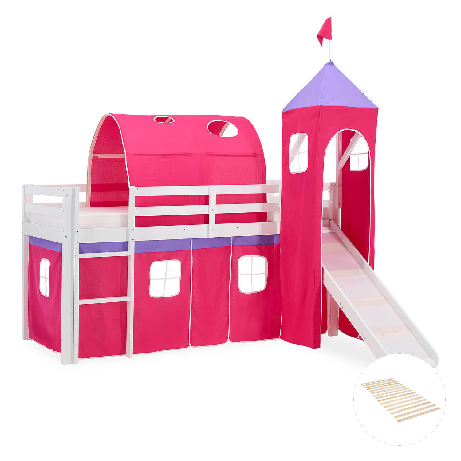 HOCHBETT 90/200 in Pink Lattenrost - Pink/Weiß, Holz - Homestyle4u