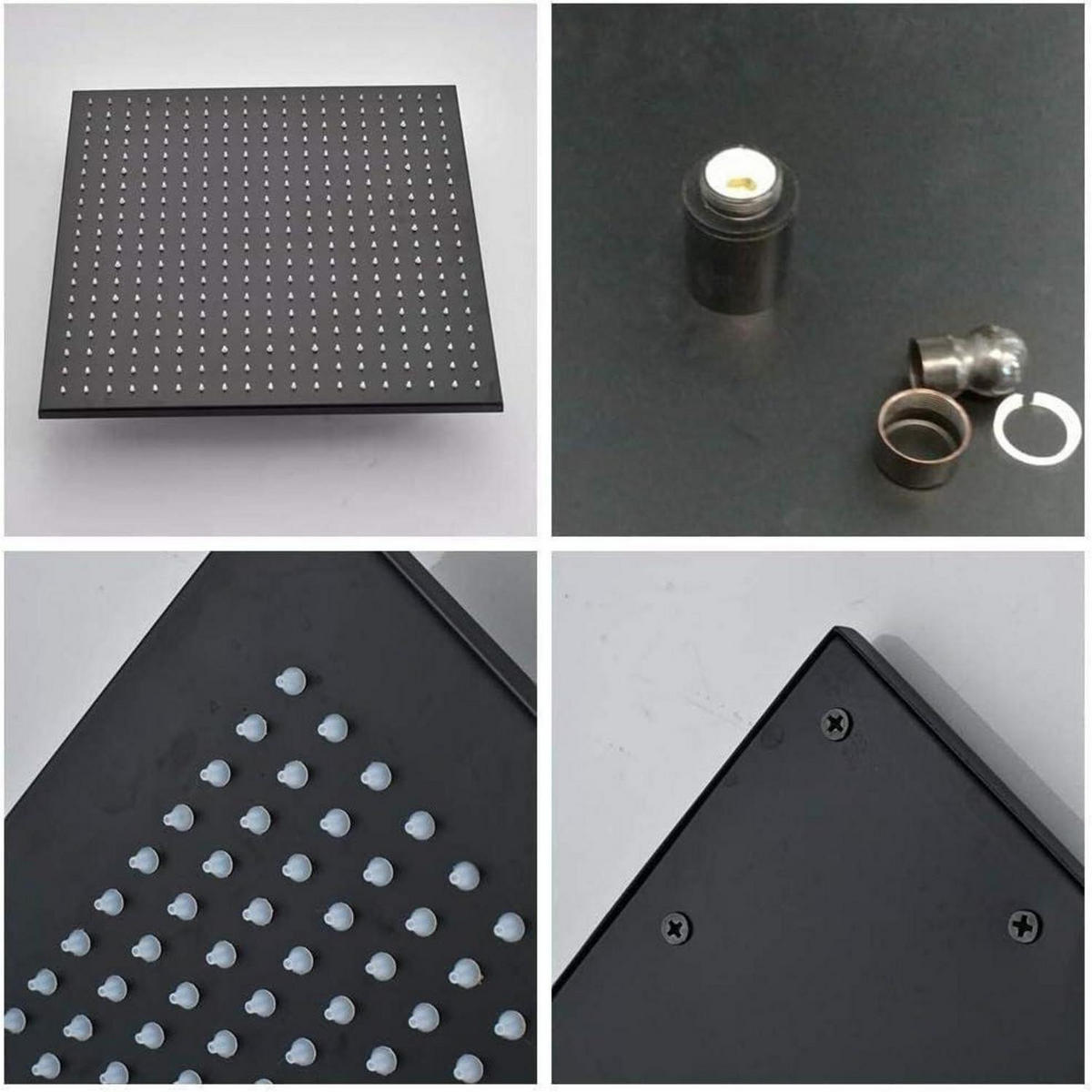 DUSCHKOPF LED Deckenbrause 30 x 30 cm mit Farbwechsel Schwarz - Anthrazit, Metall (30/12.7/30cm)