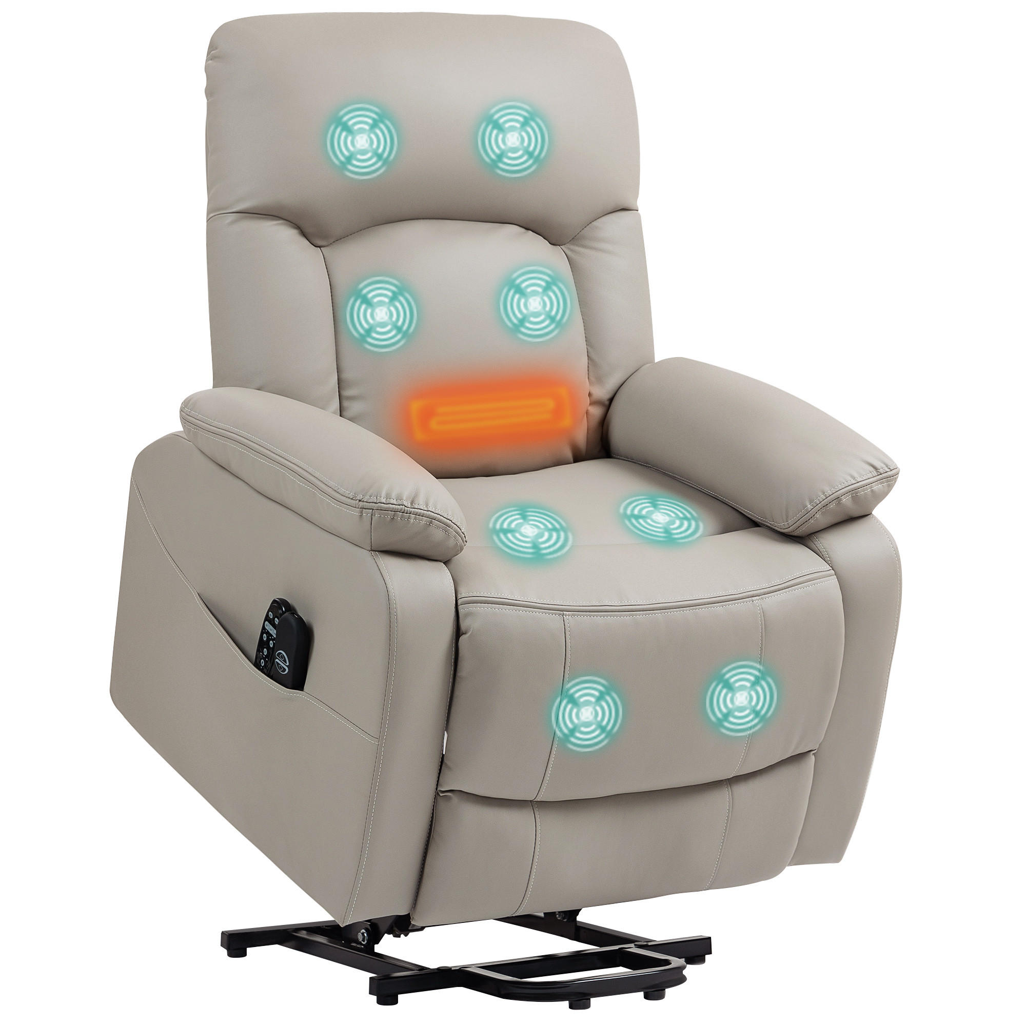 AUFSTEHSESSEL, Elektrisch, Massage, Heizung, 89x94,5x103cm, Relaxsessel, Grau - Multicolor, Holzwerkstoff (94.5/103/89cm) - FORIOUS