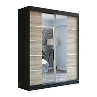 SCHWEBETÜRENSCHRANK 180 CM KRINO Farbe: Schwarz / sonoma / sonoma - Schwarz/Braun, Holzwerkstoff (180/215/59.5cm) - A&J MöbelLand