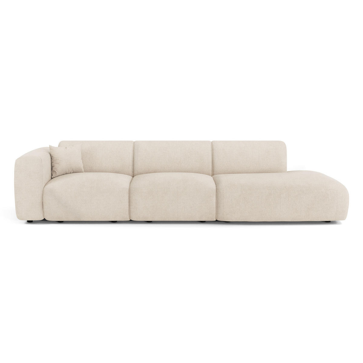 SOFA 5-Sitzer Gerippter Samt Creme 310cm - Creme, Textil (310/73/96cm) - Sia Home