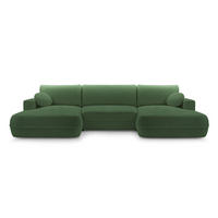 WOHNLANDSCHAFT Peoni Grün 364/168/87 cm mit Schlaffunktion - Dunkelgrün/Schwarz, Kunststoff/Textil (364/87/168cm) - AX Living