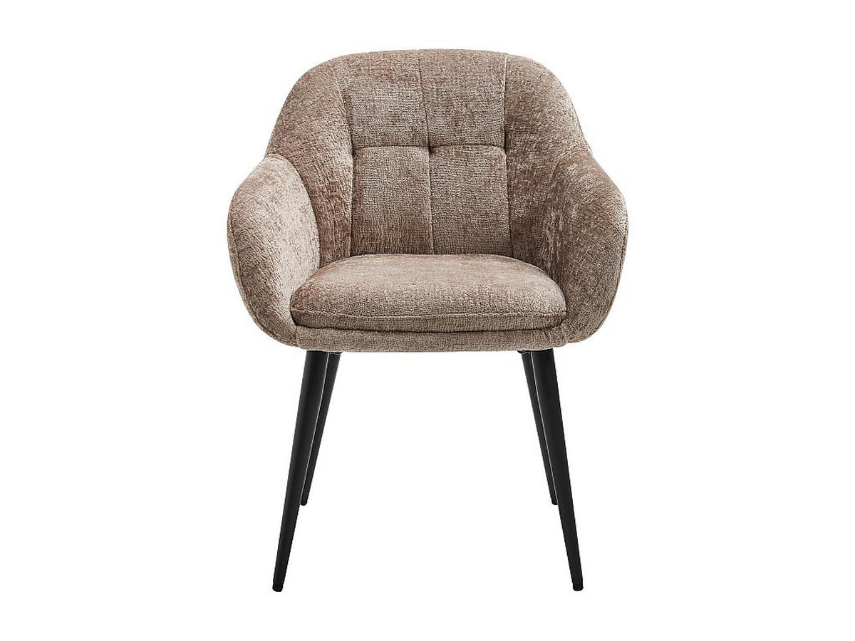 2‑ER Set Stühle mit Armlehnen - Textilstoff & Metall - Taupe - LASSANDRA - Braun, Textil (59/81/59cm) - Vente-Unique