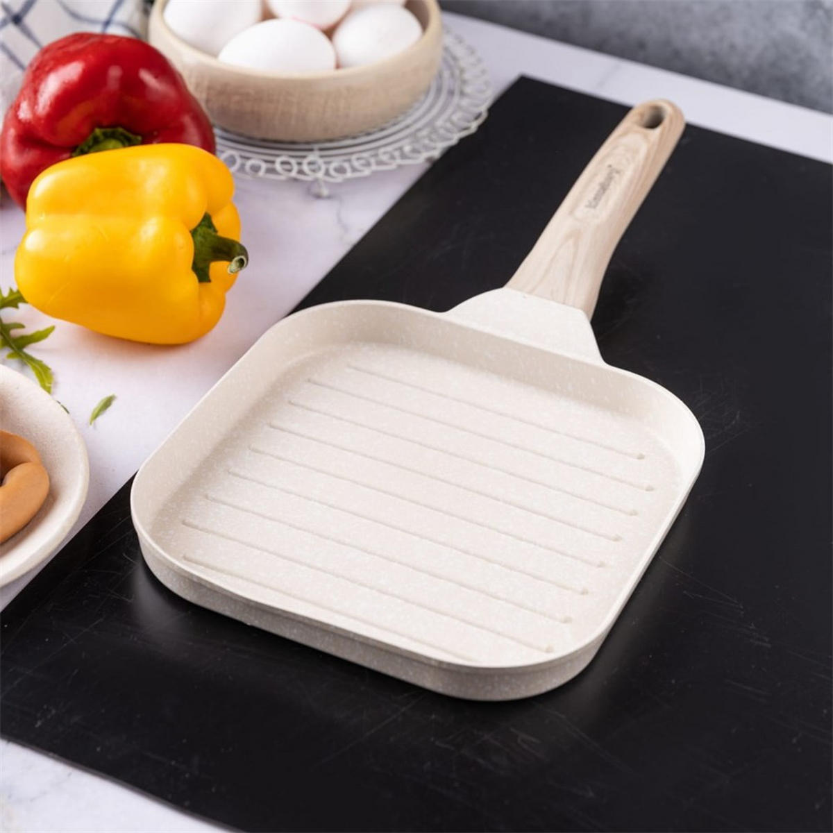 GRILLPFANNE Beige 36/18.5/2.5 cm KB7812 - Beige, Metall (36cm) - Klausberg 