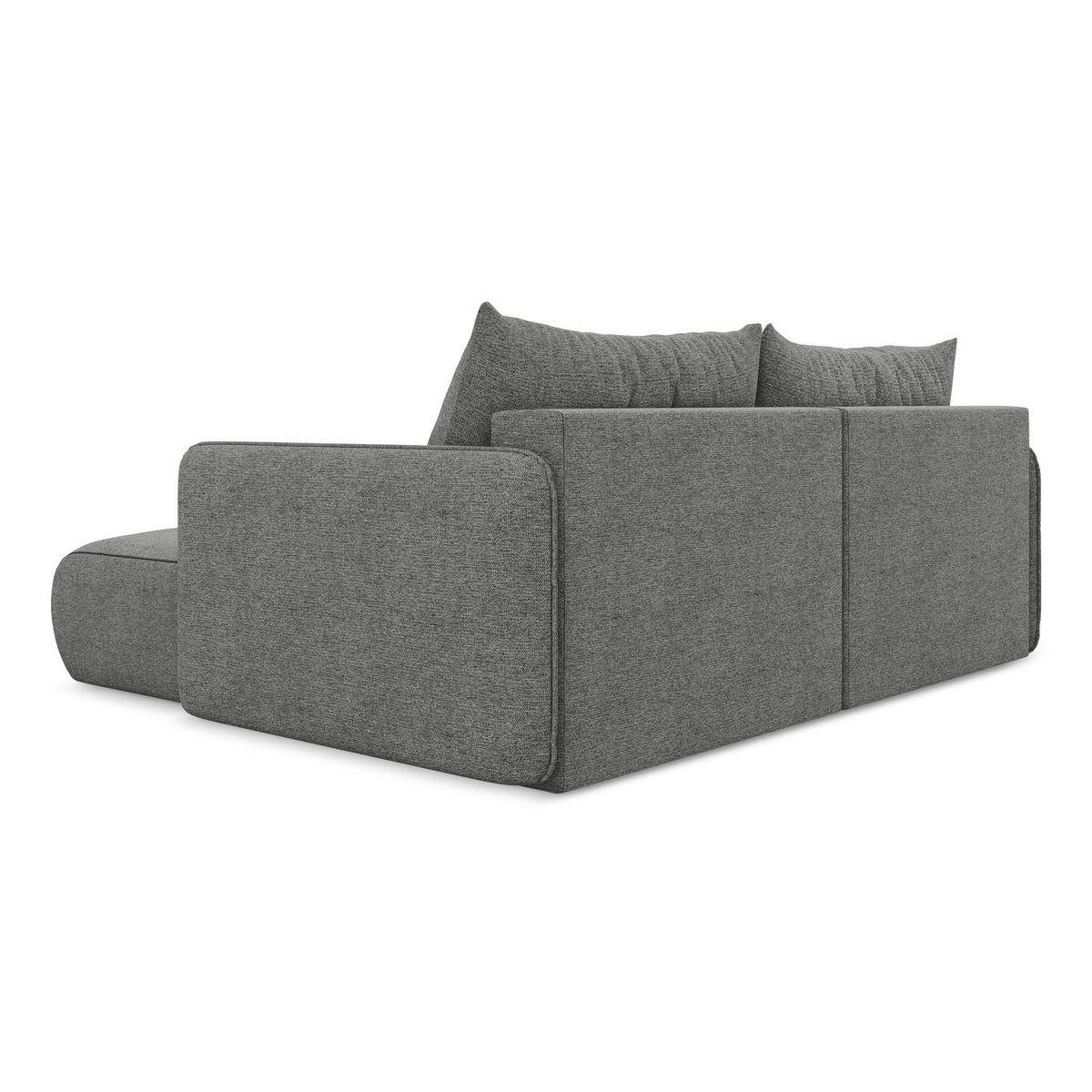 ECKSOFA mit Schlaffunktion Chenille Stoff Grau - Schieferfarben/Schwarz, Kunststoff/Textil (207/148cm) - Makamii