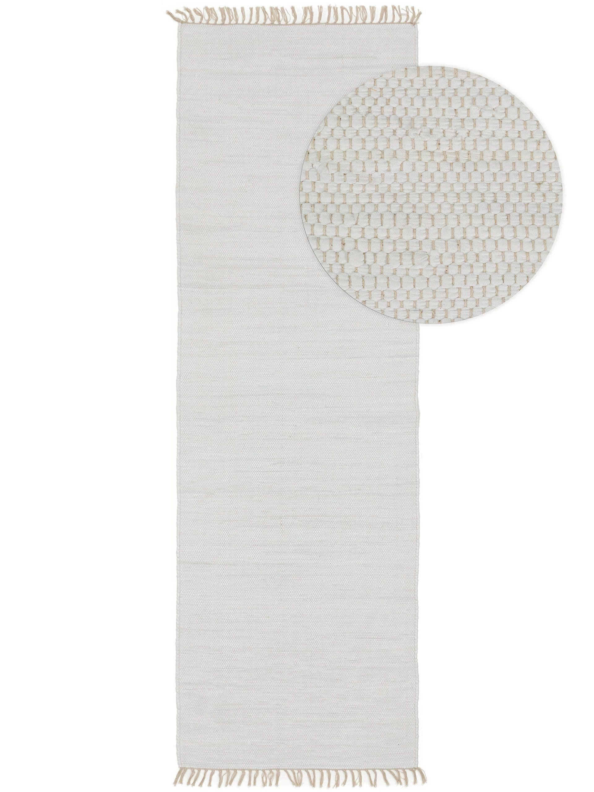 TEPPICH aus recyceltem Material Tom Weiß 80x250 cm - Weiß, Textil (80/250cm) - benuta Pop