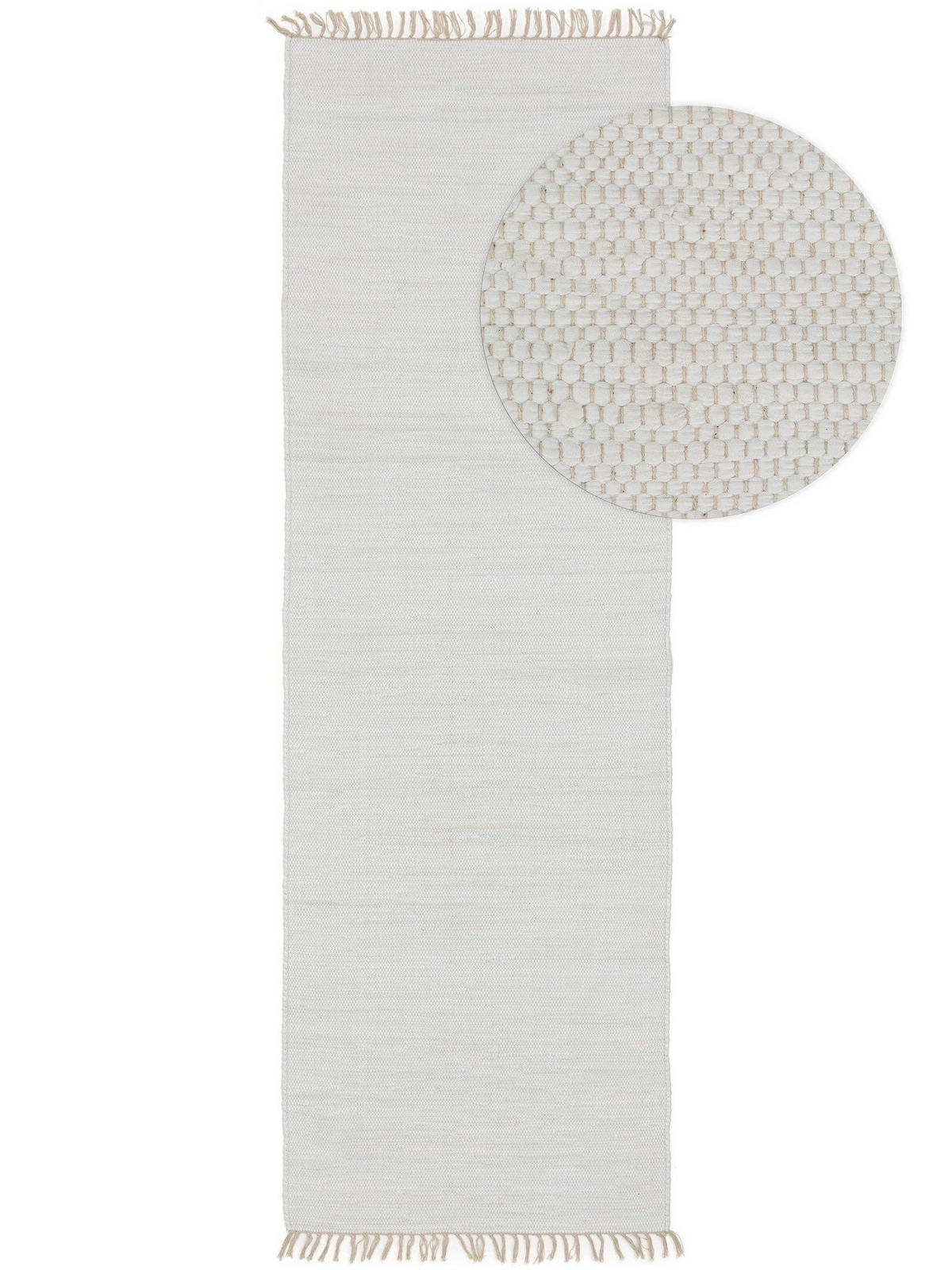 TEPPICH aus recyceltem Material Tom Weiß 80x250 cm - Weiß, Textil (80/250cm) - benuta Pop