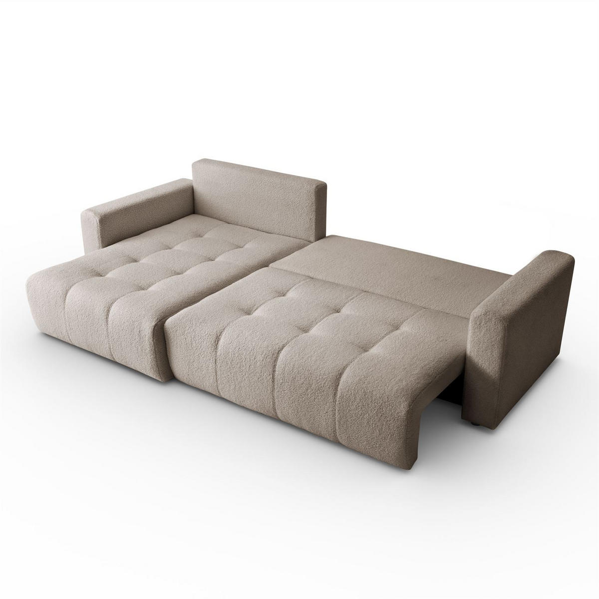 ECKSOFA VIENNA Stil Bettkasten und Funktionalität Bouclé Beige Links - Beige, Holz (143/261cm) - Kaiser Möbel
