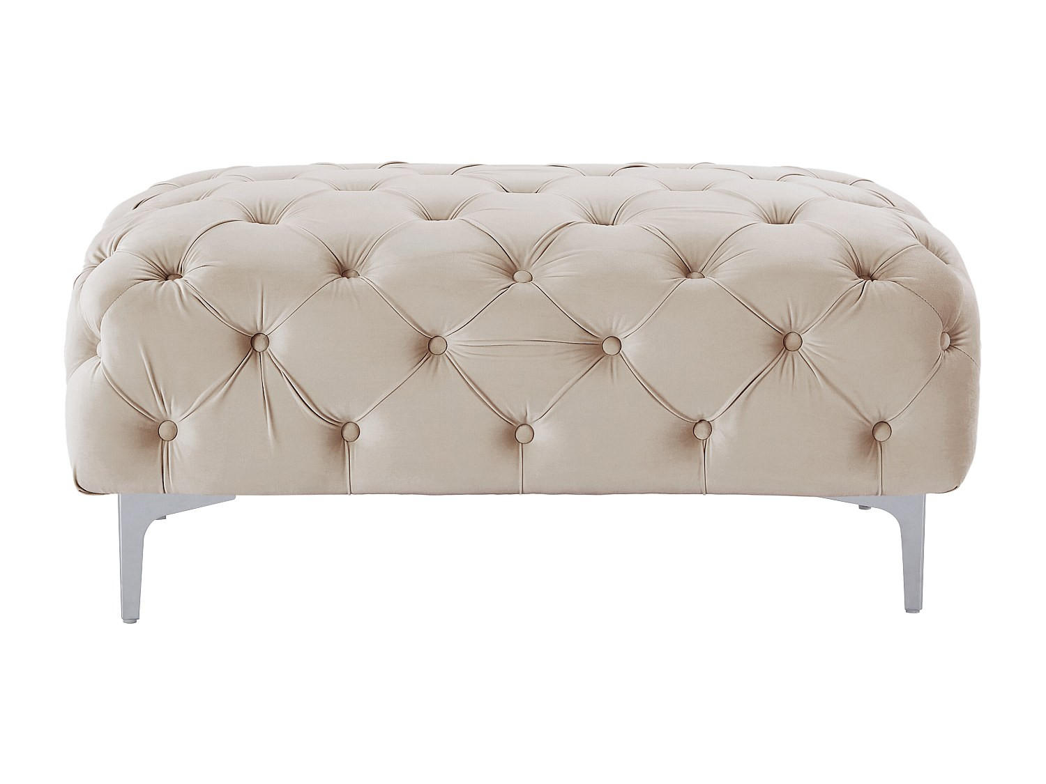 SITZHOCKER - 1 Person - Samt, Stoff - Beige - EDWINA - Beige, Textil (103/44/62cm) - Vente-Unique