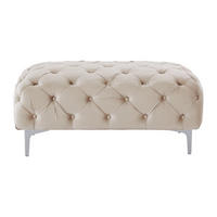 SITZHOCKER - 1 Person - Samt, Stoff - Beige - EDWINA - Beige, Textil (103/44/62cm) - Vente-Unique