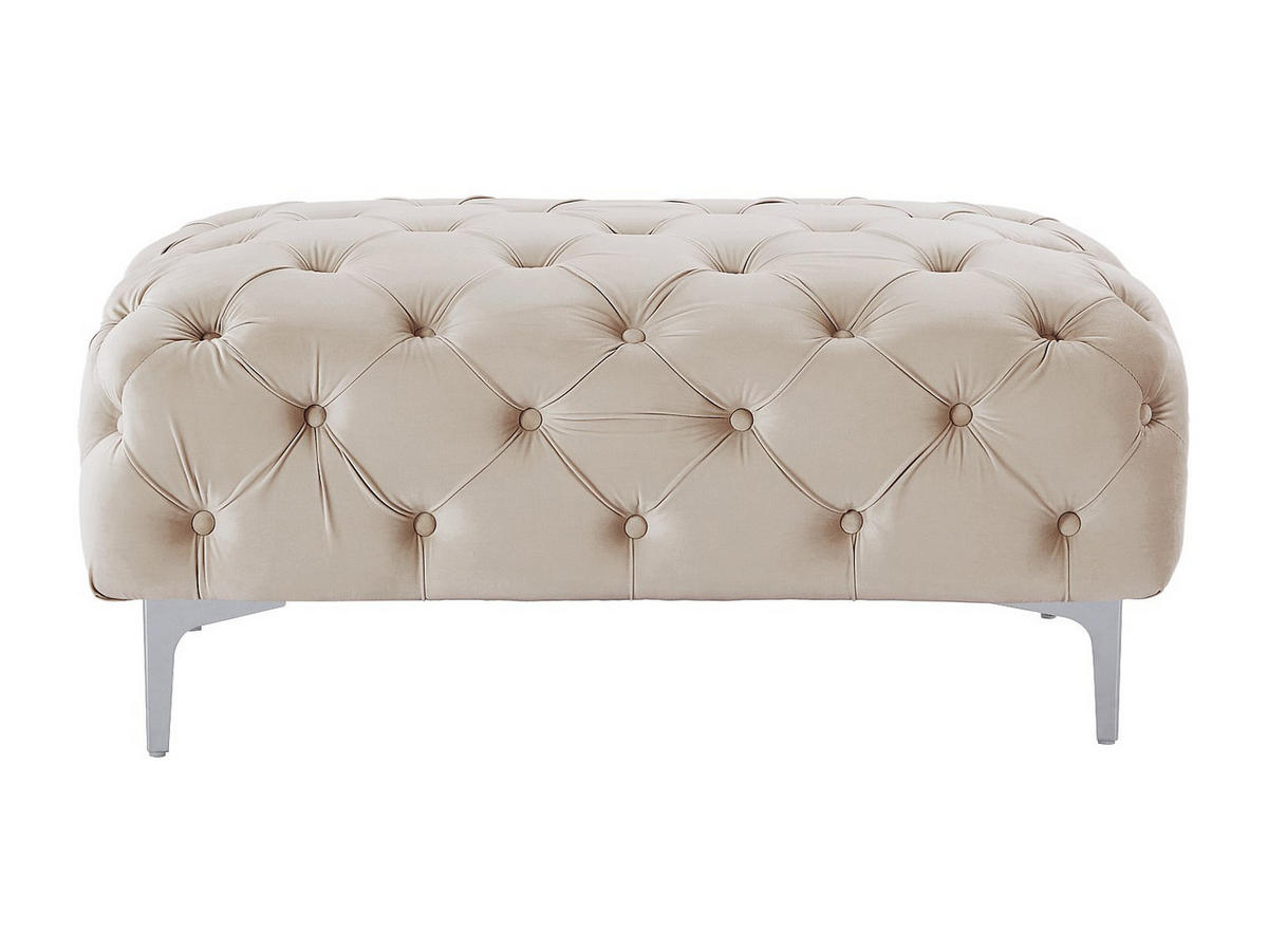 CHESTERFIELD-HOCKER - Samt - Beige - EDWINA - Beige, Textil (103/44/62cm) - Vente-Unique