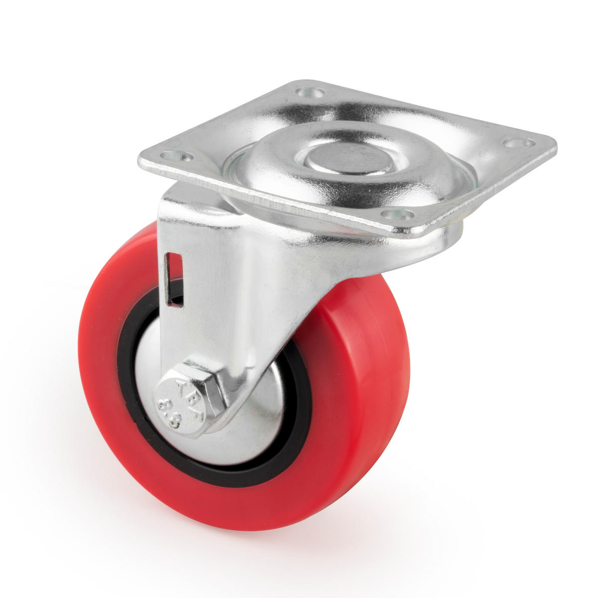 ROLLEN Slip 2 Red mit Montageplatte, Durchmesser 50mm, Stahl und Kunststoff 4er-set - Multicolor, Metall (12/12/18.5cm) - EMUCA