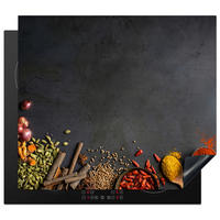 HERDABDECKPLATTE Kräuter - Lebensmittel - Gewürze - Schwarz - Paprika - Zimt 60x52 cm - Currygelb, Kunststoff (60/0.2/52cm) - MuchoWow