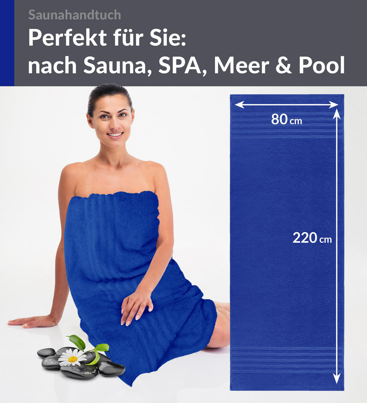 SAUNATUCH London Azur Blau 80x220 cm - Blau, Textil (80/220cm) - Lashuma