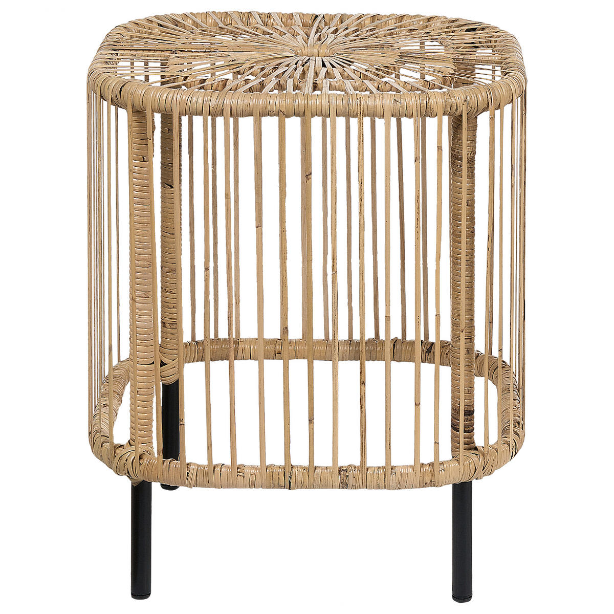 GARTEN-BEISTELLTISCH 2er Set Rattan natürlich quadratisch Cesenatico - Schwarz/Naturfarben, Naturmaterialien (40/40/50cm) - Beliani
