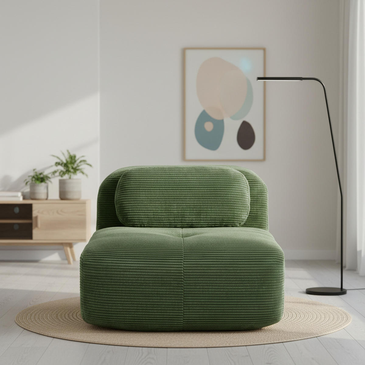 1-SITZER SOFA in Premium Cord - Grün, Textil (90/75/103cm) - Urban Meuble