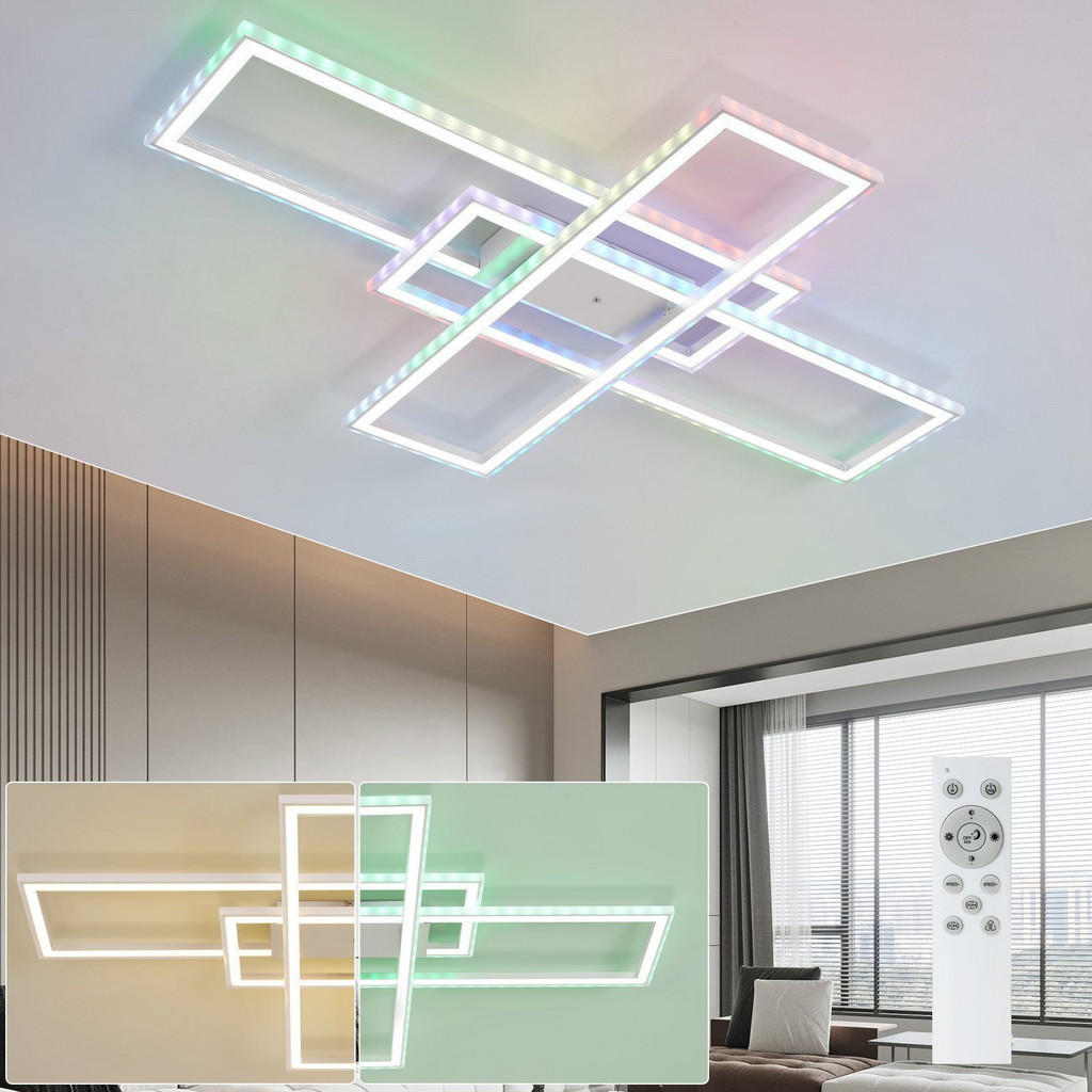 Thumbnail - Nettlife Led-Deckenleuchte, Weiß, Metall, 71x7x101 cm, Lampen & Leuchten, Innenbeleuchtung, Deckenleuchten