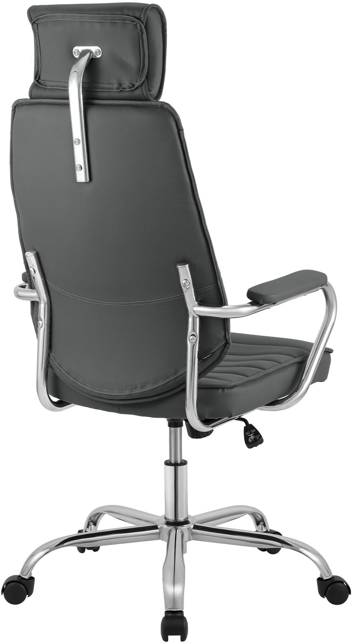 CHEFSESSEL Lederlook Grau - Chromfarben/Grau, Textil/Metall (60/117/67cm) - CLP