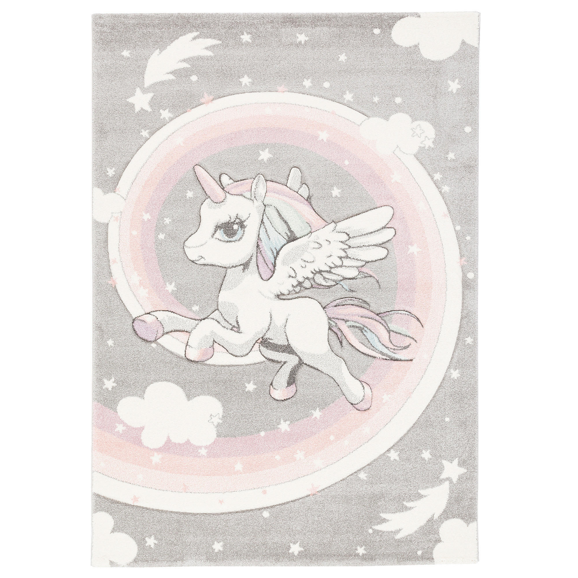 KINDER TEPPICH MAUI KIDS PASTELL EINHORN - Grau, Textil (80/150cm) - Pergamon