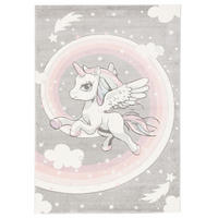 KINDER TEPPICH MAUI KIDS PASTELL EINHORN - Grau, Textil (80/150cm) - Pergamon