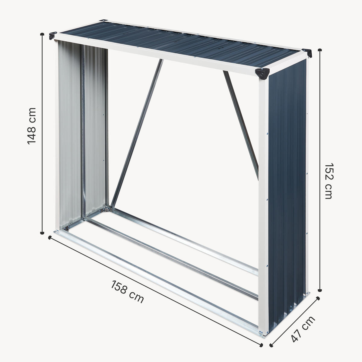 BRENNHOLZUNTERSTAND Kalmar - Anthrazit, Metall (158/152/47cm) - casa.pro