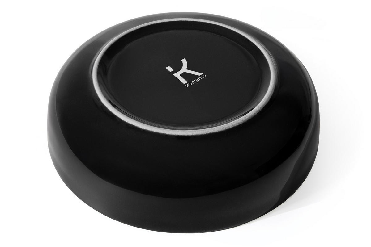 TELLER-SET VICTO 6-tlg Suppenteller - Schwarz Hochglanz, Keramik (18/5/18cm) - KONSIMO®